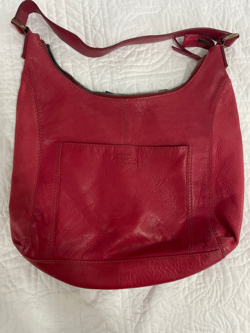 AMERICAN LEATHER CO. Red Leather Hobo Bag - Women's Everyday Carry
